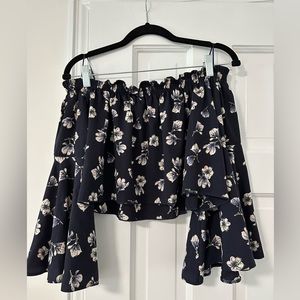 Off the shoulder floral top with butterfly sleeve detail